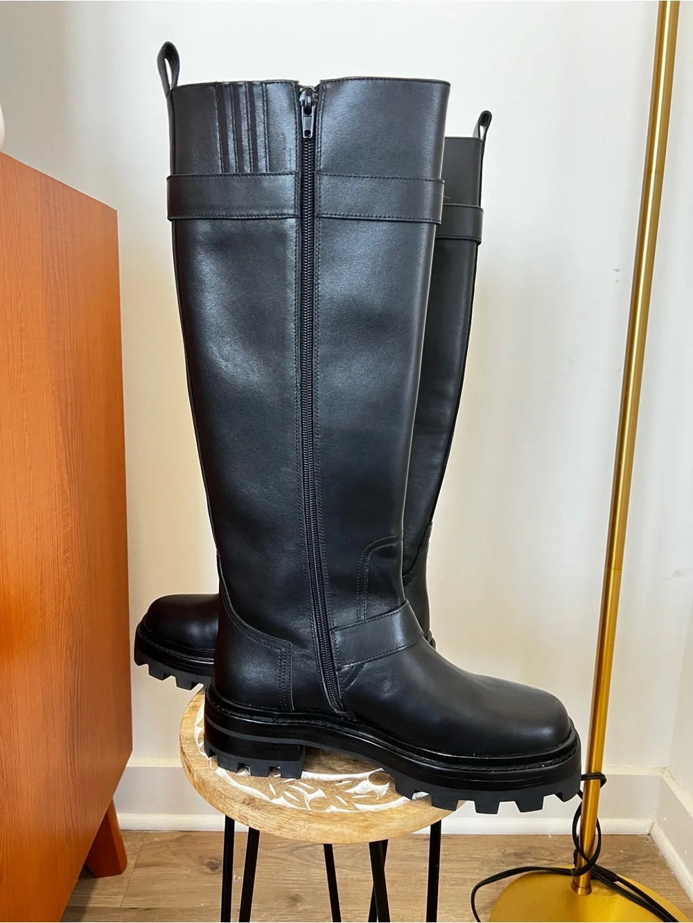Jeffrey Campbell Just. Crush 2 sided ZipBlack Knee-High Lug Sole Boots - Women's